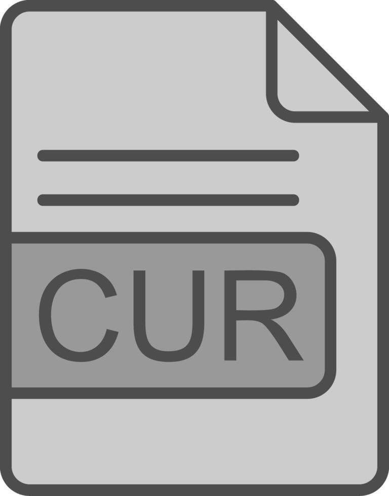 CUR File Format Line Filled Greyscale Icon Design vector