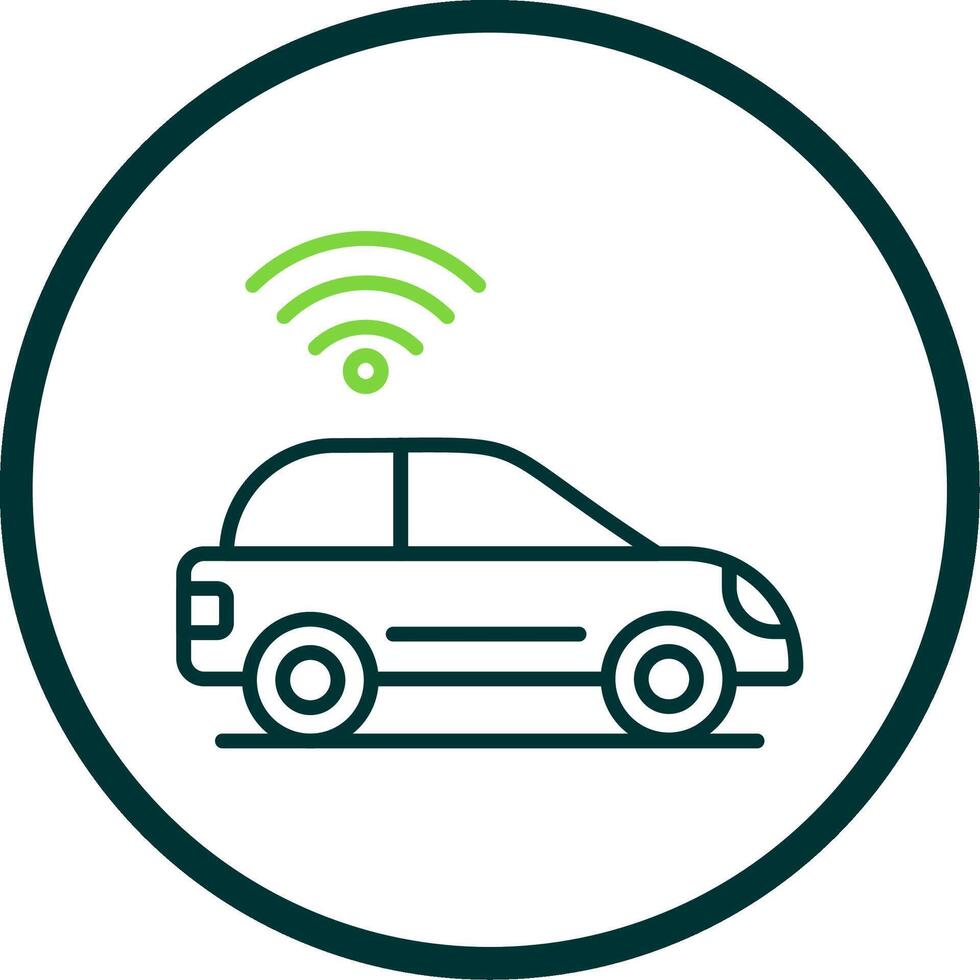 Smart Car Line Circle Icon Design vector