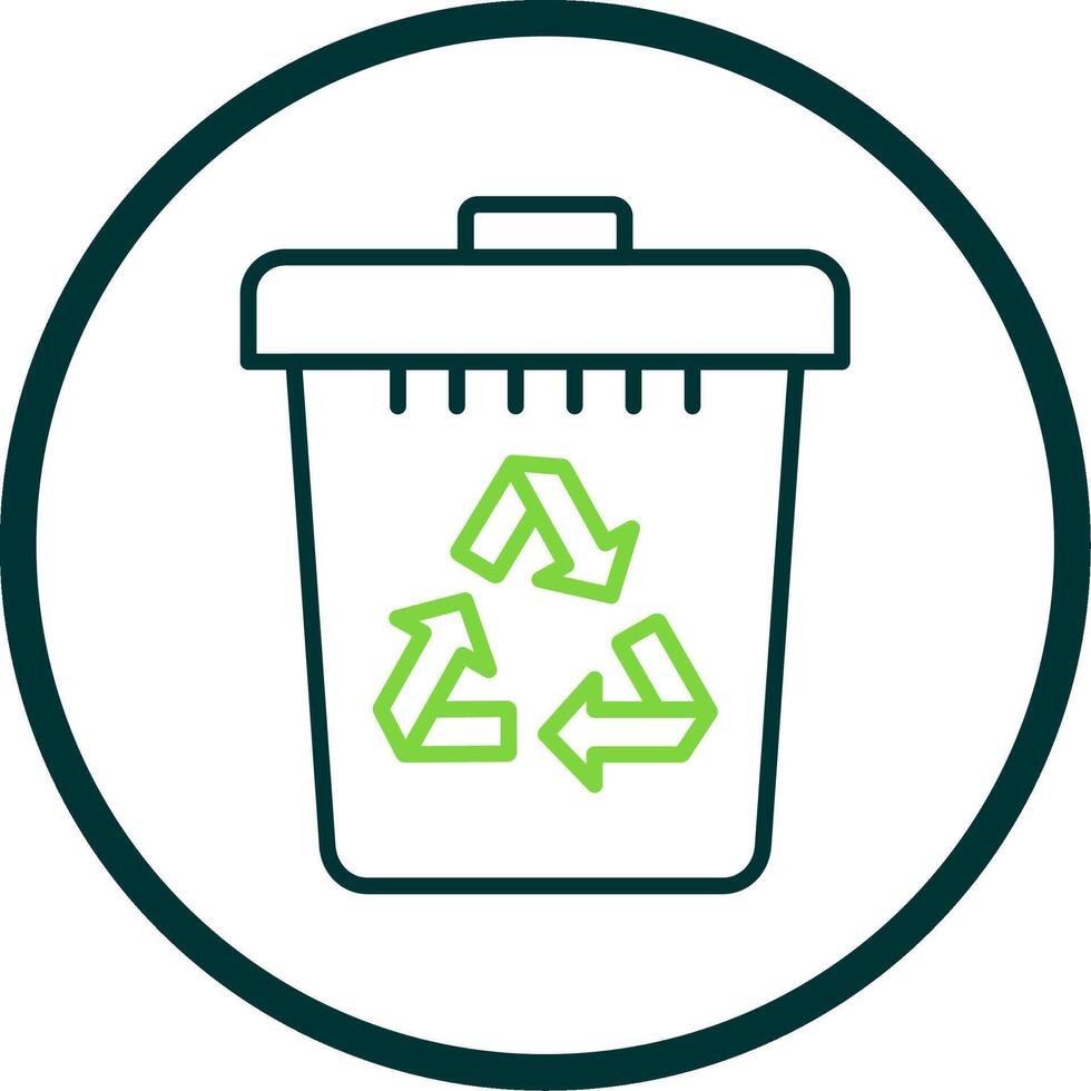 Recycle Bin Line Circle Icon Design vector