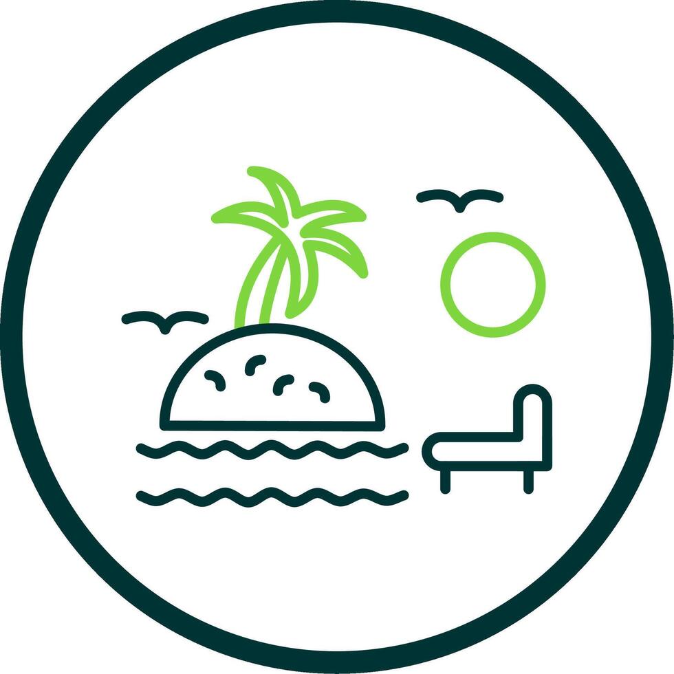 Sunset On Beach Line Circle Icon Design vector