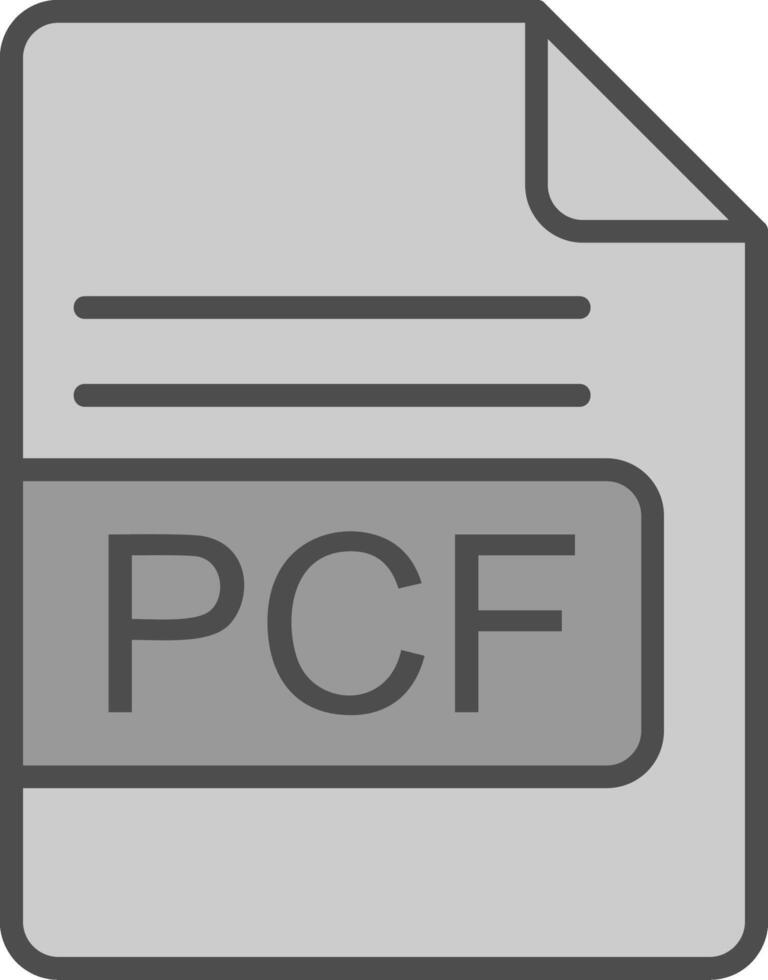 PCF File Format Line Filled Greyscale Icon Design vector