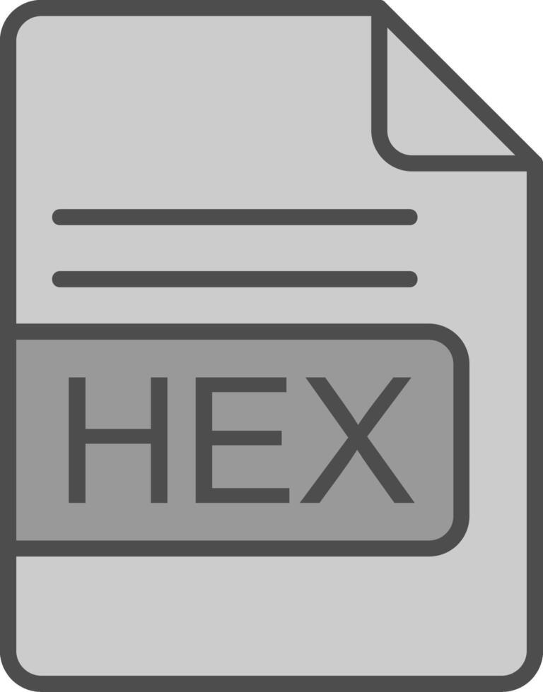 HEX File Format Line Filled Greyscale Icon Design vector