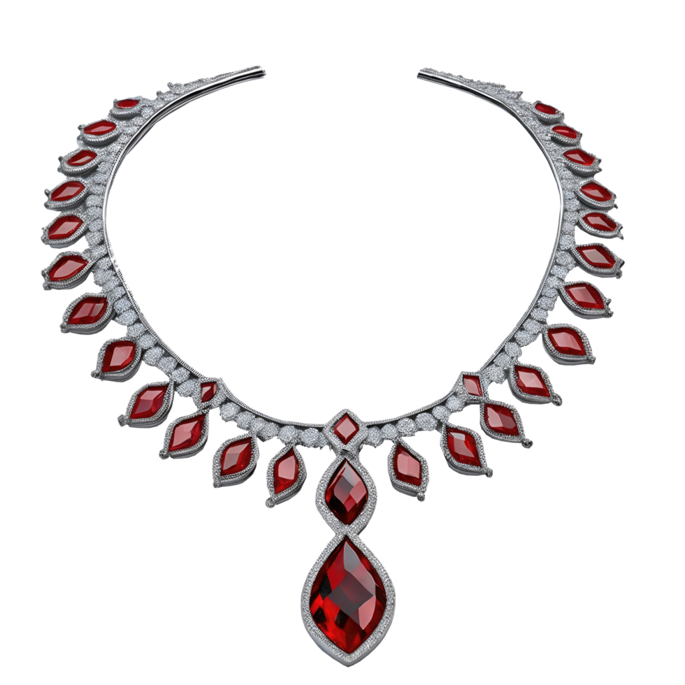 Expensive diamonds necklace isolated on transparent background png