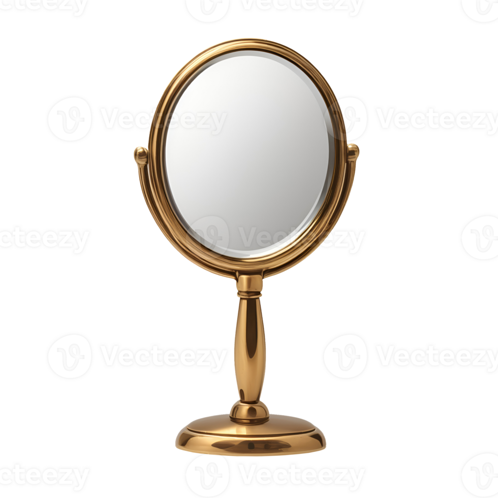 Realistic small hand mirror isolated on transparent background png