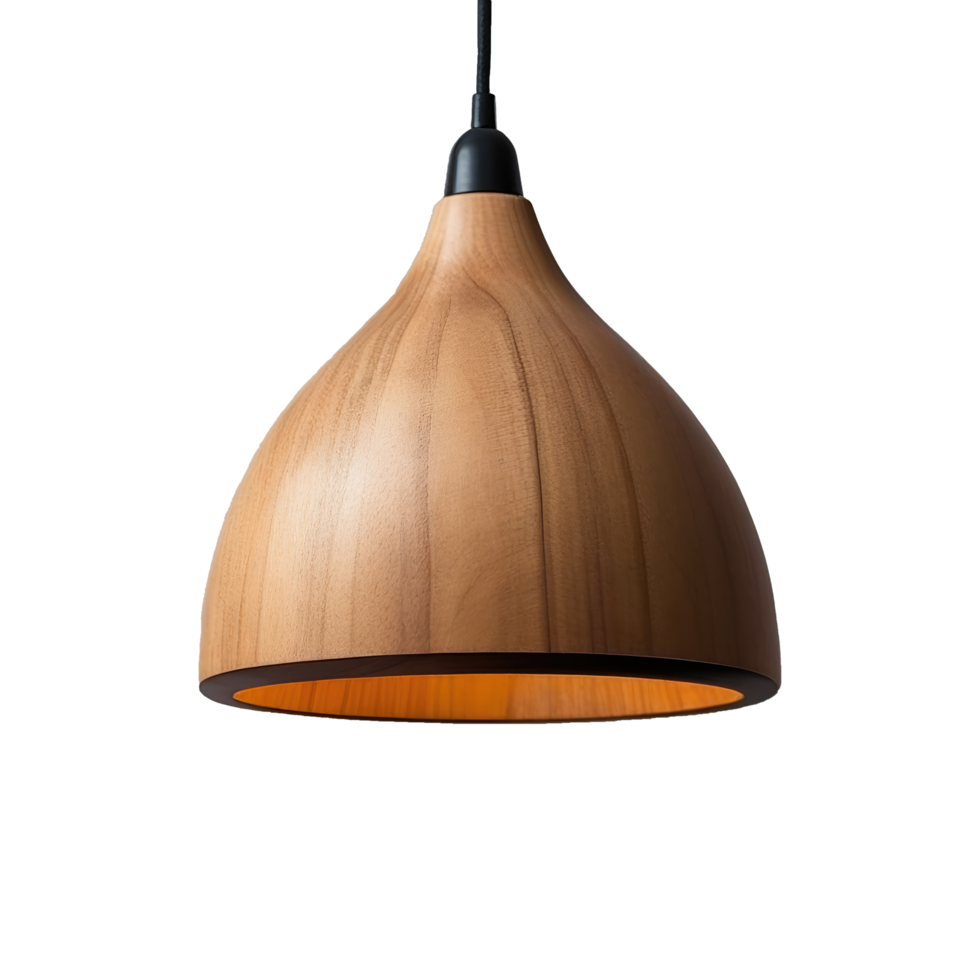 Minimalist wooden hanging lamp isolated on transparent background png