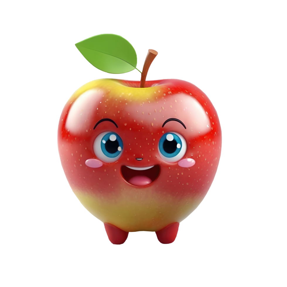 Cute apple isolated on transparent background png