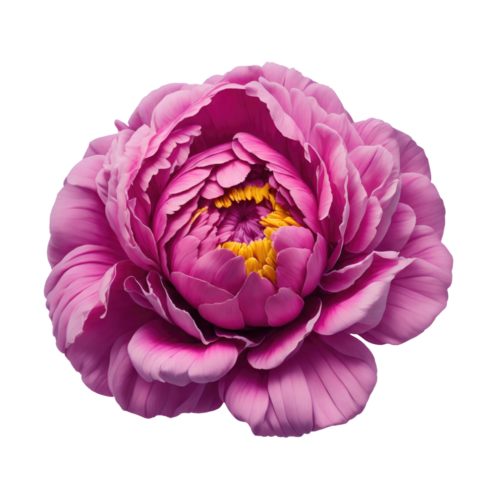 Haut vue de pivoine fleur isolé sur transparent Contexte png