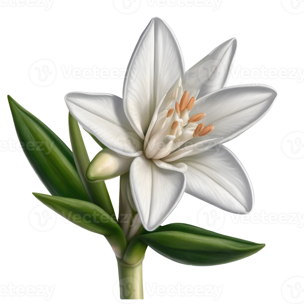 Beautiful blooming tuberose flower isolated on transparent background png