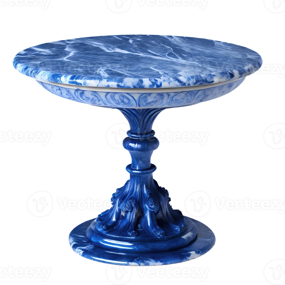 Blue marble pedestal side table isolated on transparent background png