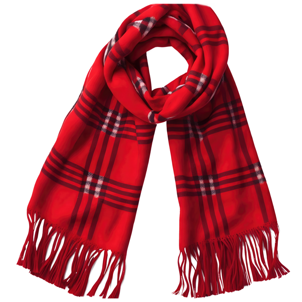 Red wool scarf isolated on transparent background png