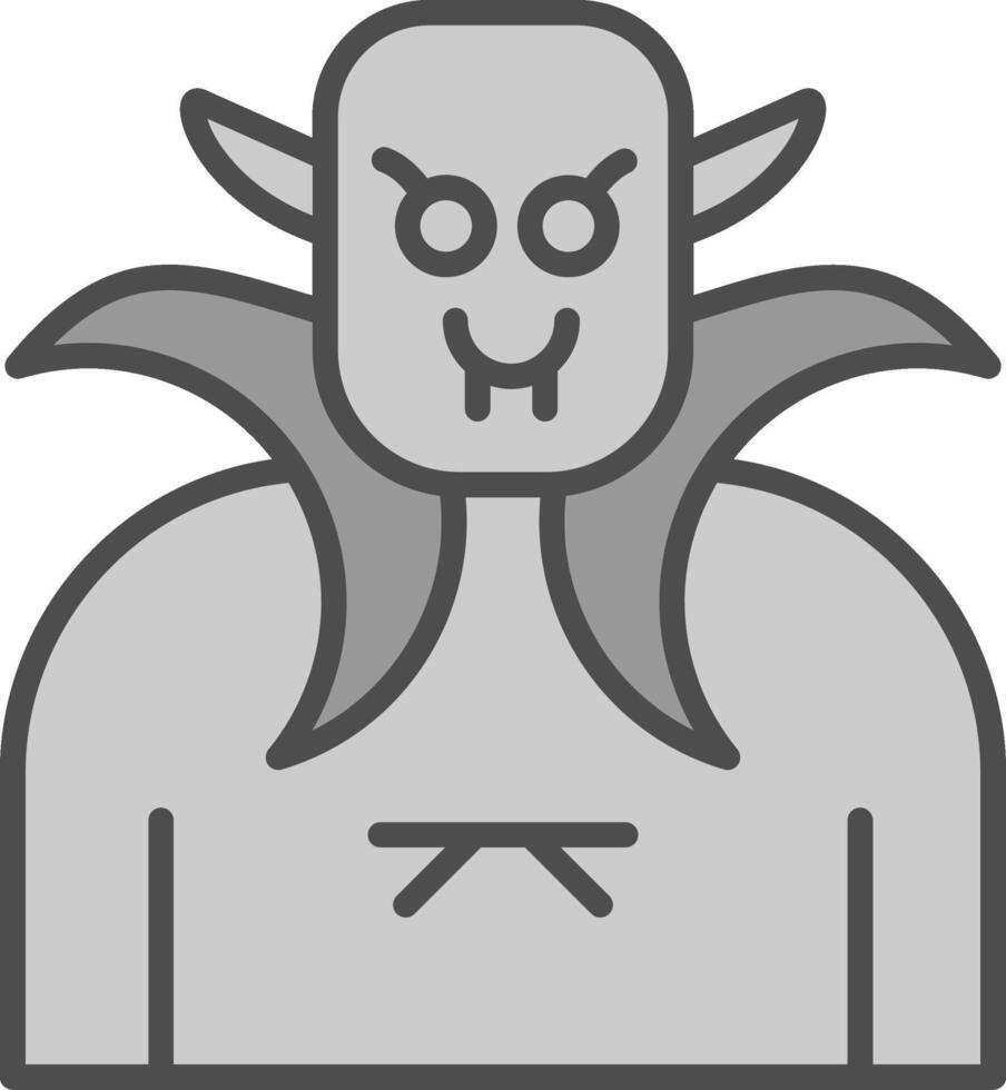 vampiro línea lleno escala de grises icono diseño vector