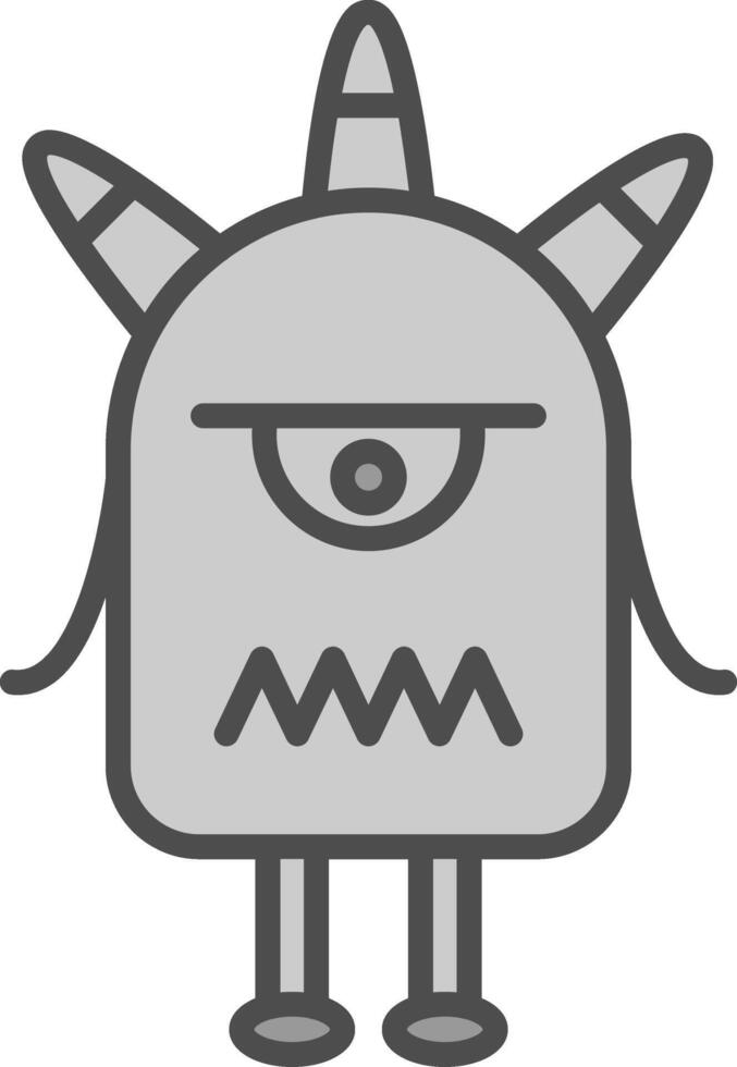 Monster Line Filled Greyscale Icon Design vector