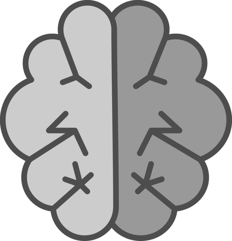 Brain Line Filled Greyscale Icon Design vector