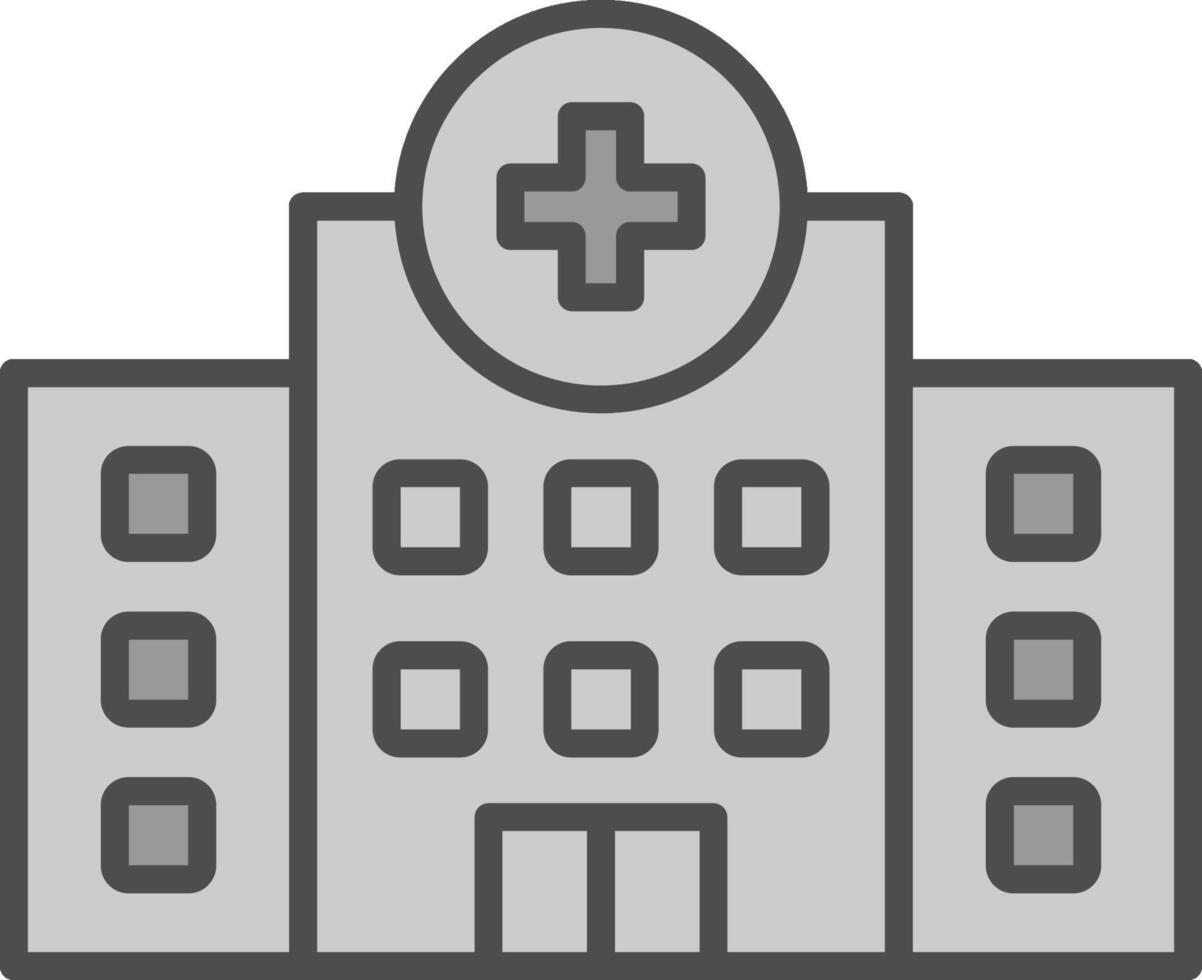 hospital línea lleno escala de grises icono diseño vector