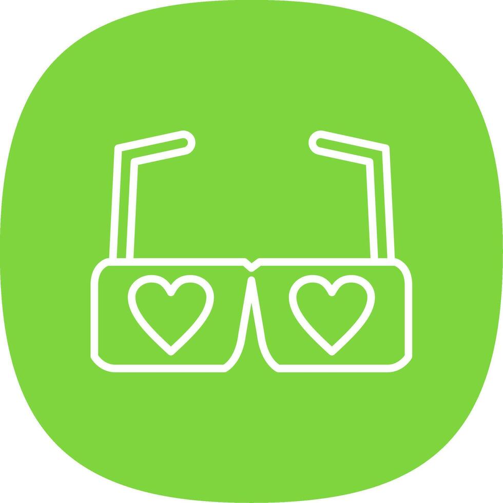 corazón lentes línea curva icono diseño vector