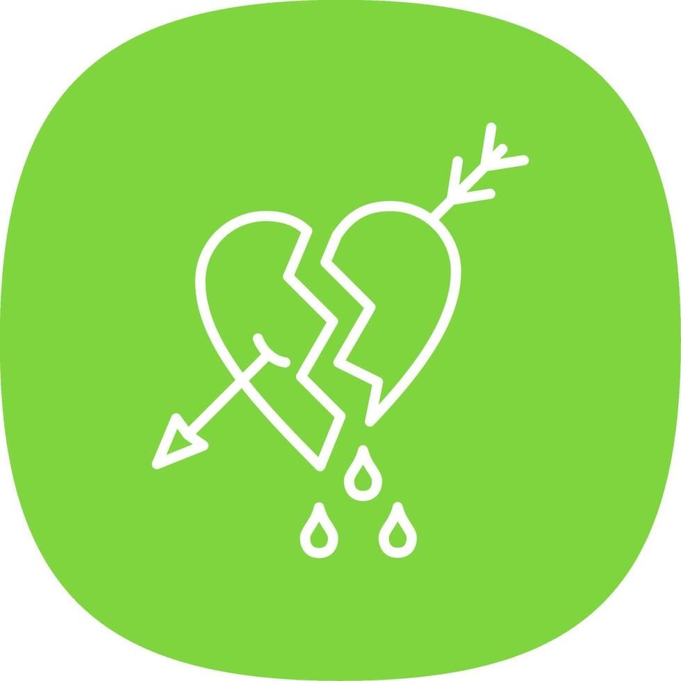 Broken Heart Line Curve Icon Design vector