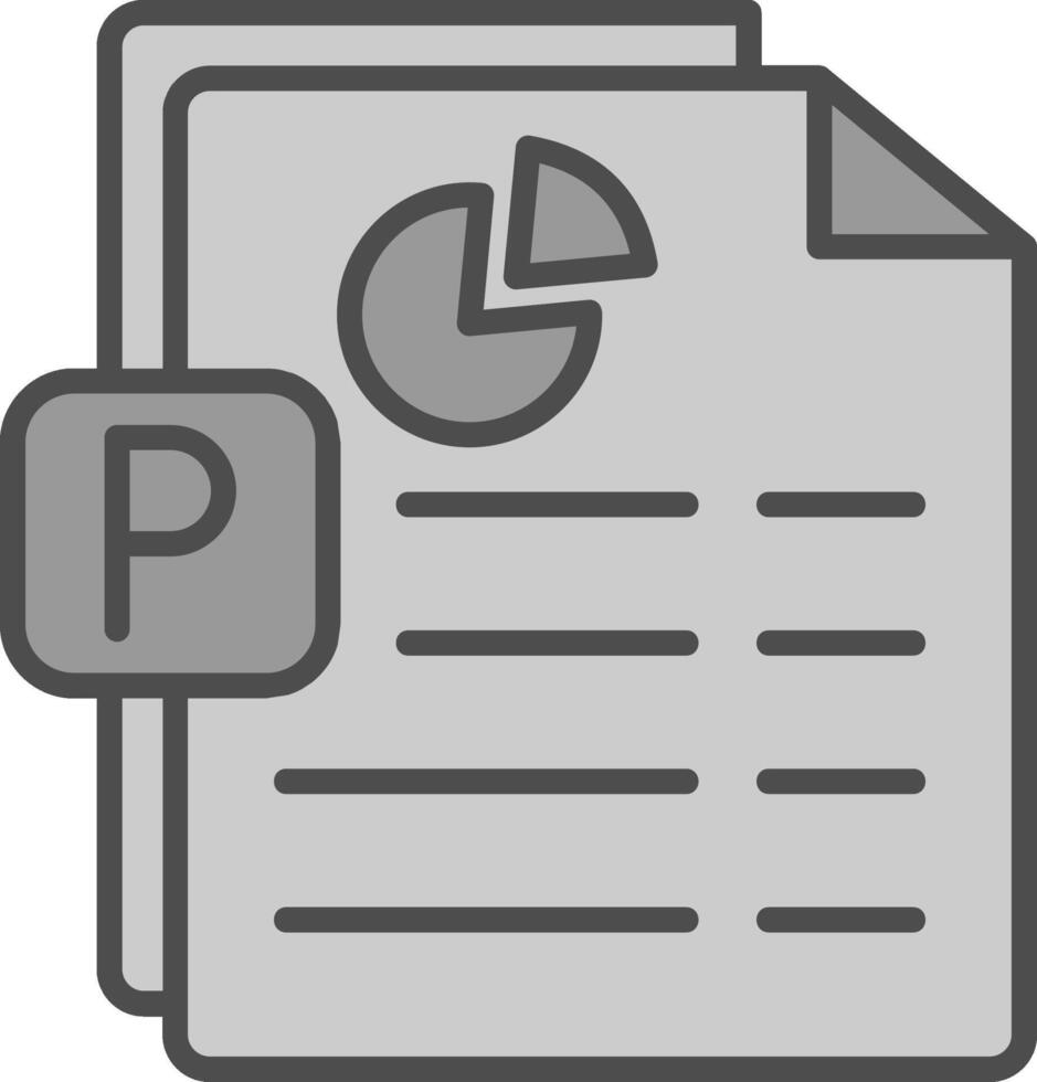 PowerPoint línea lleno escala de grises icono diseño vector