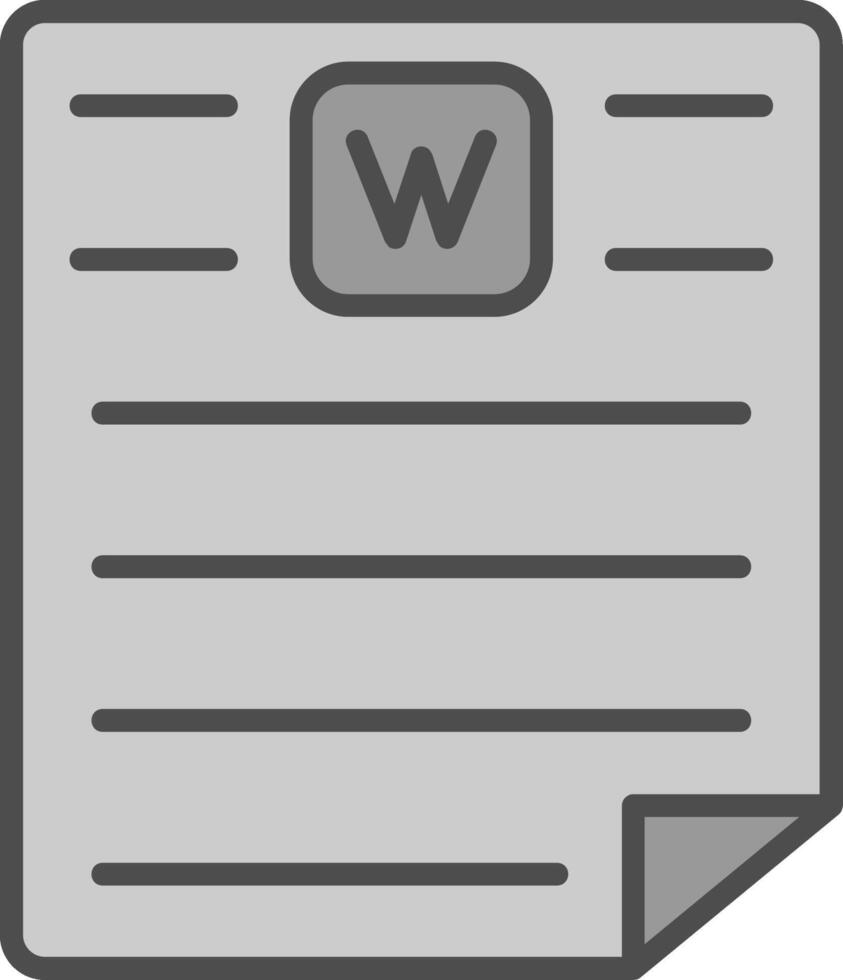 Word Line Filled Greyscale Icon Design vector