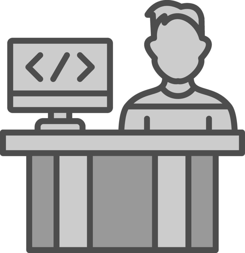Programmer Line Filled Greyscale Icon Design vector