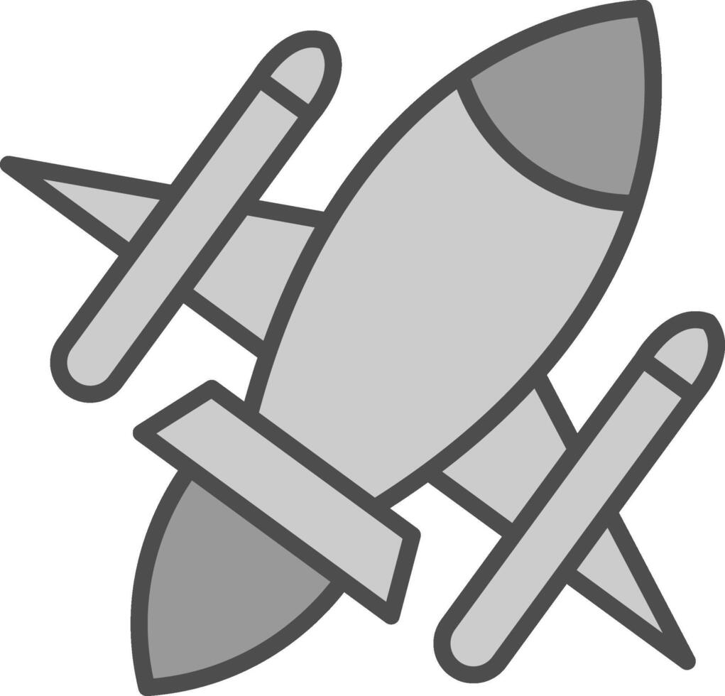 Rocket Ship Line Filled Greyscale Icon Design vector