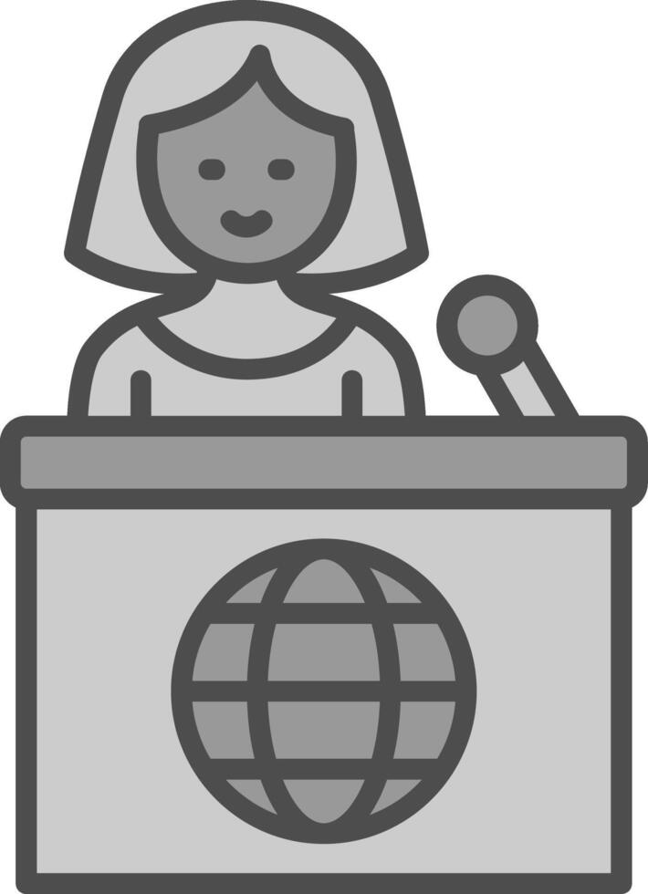 Teleprompter Line Filled Greyscale Icon Design vector