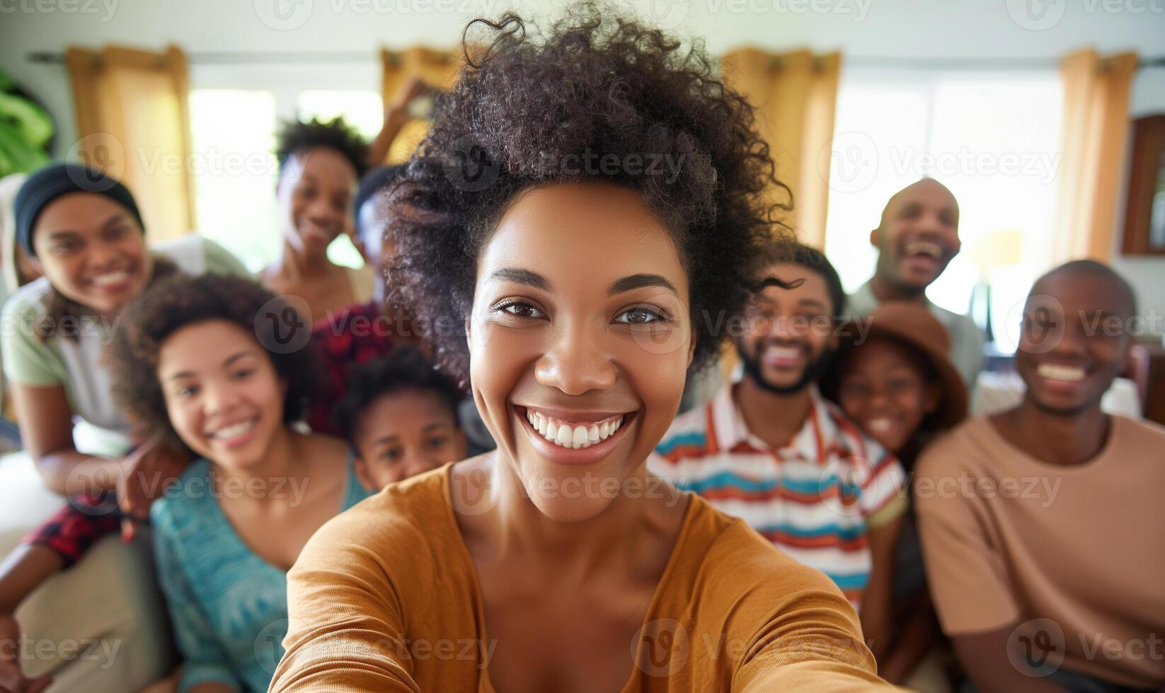Joyful Multi Generational African American Family Group Selfie photo