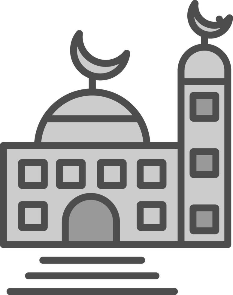 mezquita línea lleno escala de grises icono diseño vector