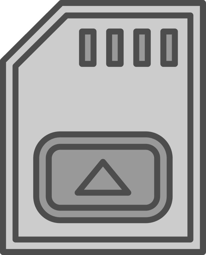 memoria tarjeta línea lleno escala de grises icono diseño vector