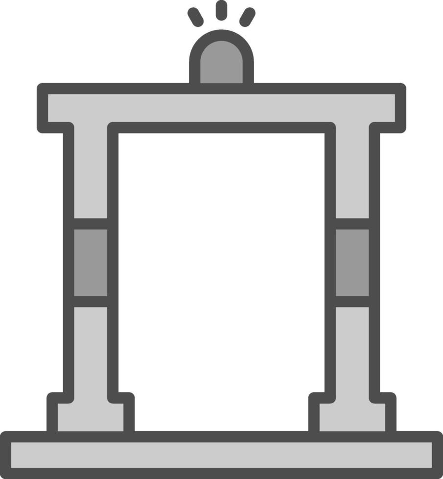metal detector línea lleno escala de grises icono diseño vector