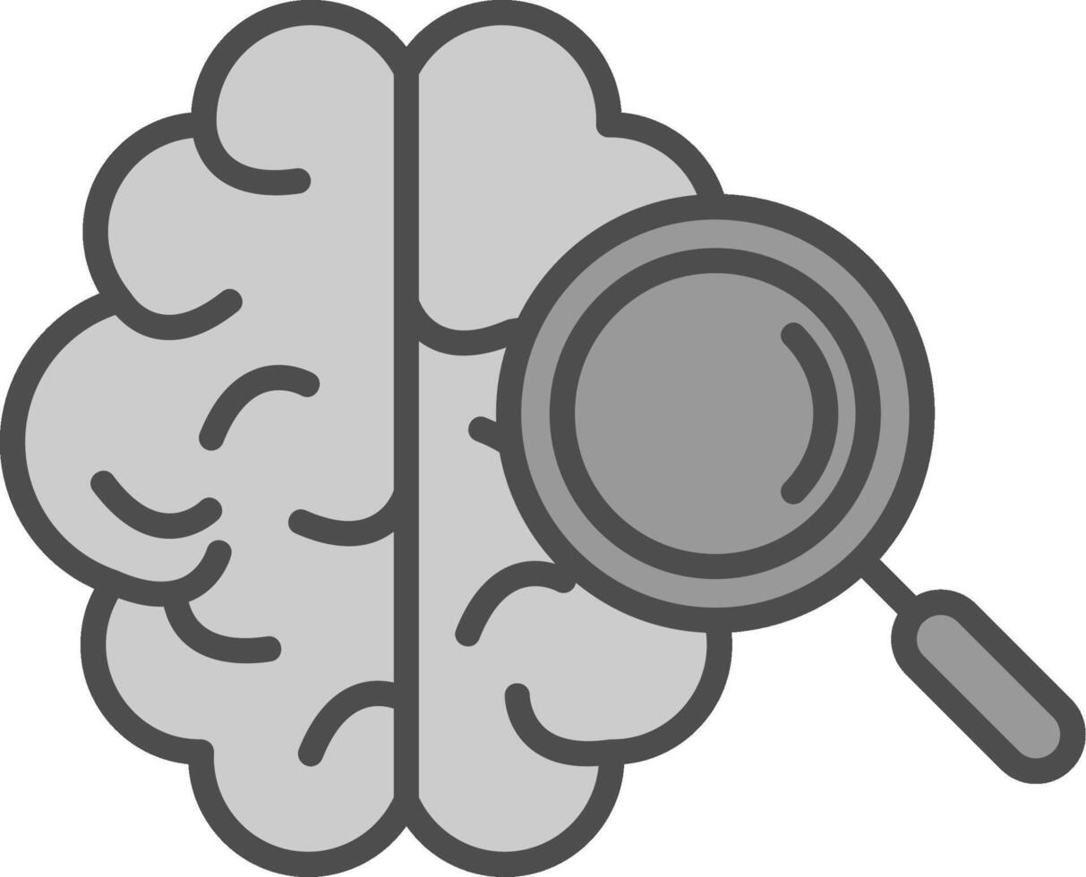 Brain Line Filled Greyscale Icon Design vector