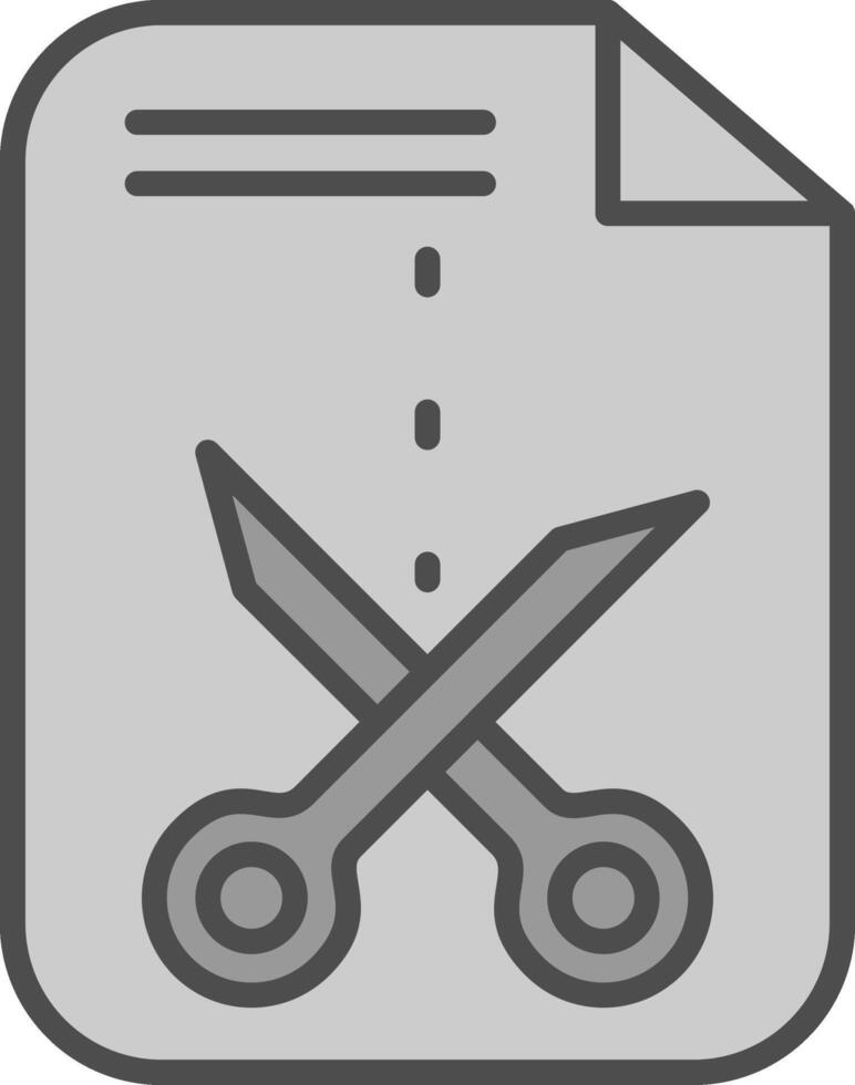 Cutting Line Filled Greyscale Icon Design vector