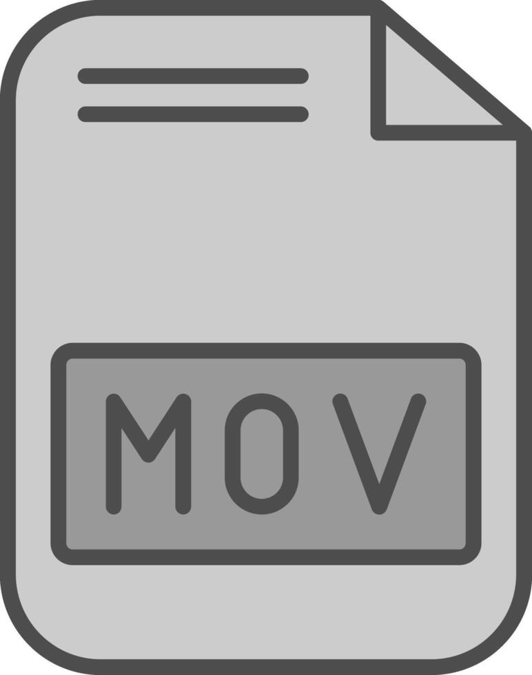 Mov File Line Filled Greyscale Icon Design vector