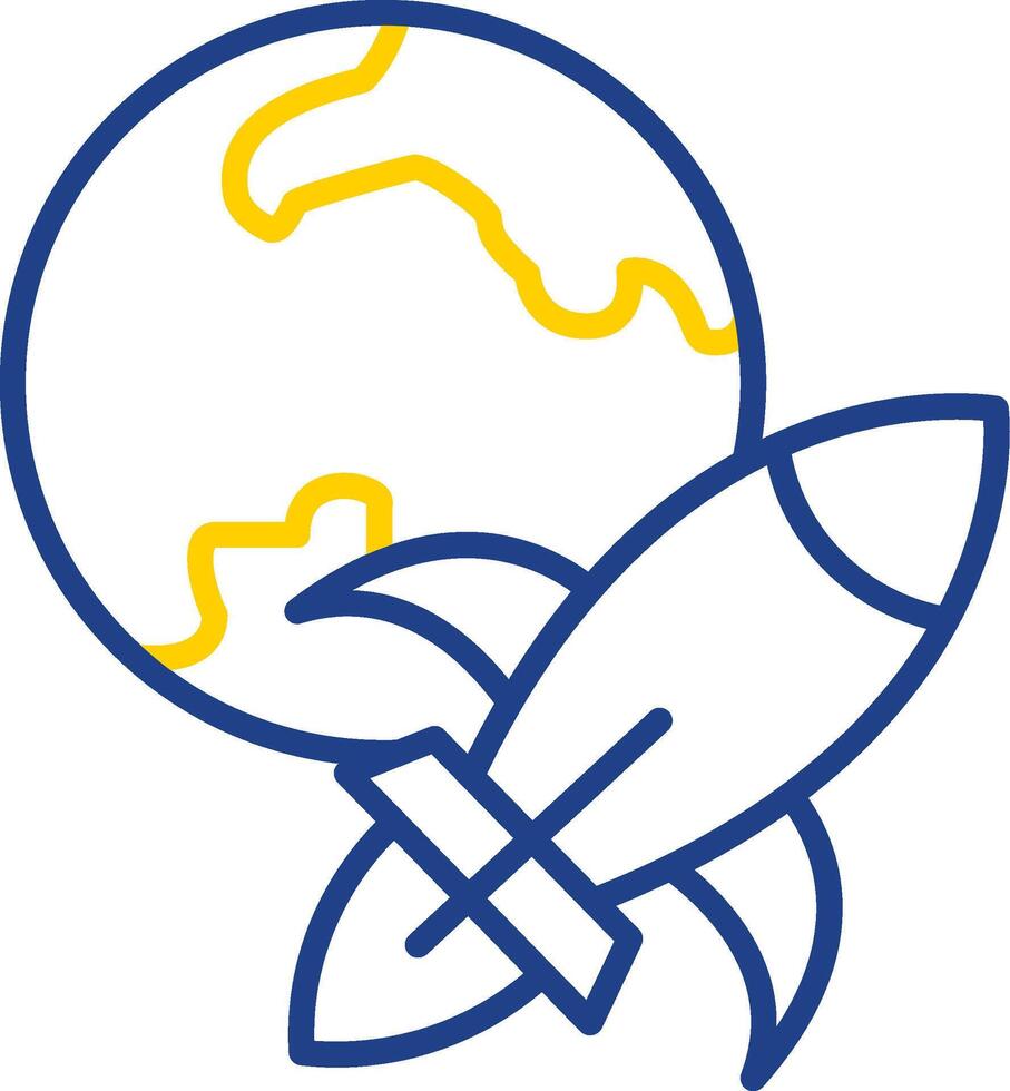 Rocket Ship Line Two Colour Icon Design vector