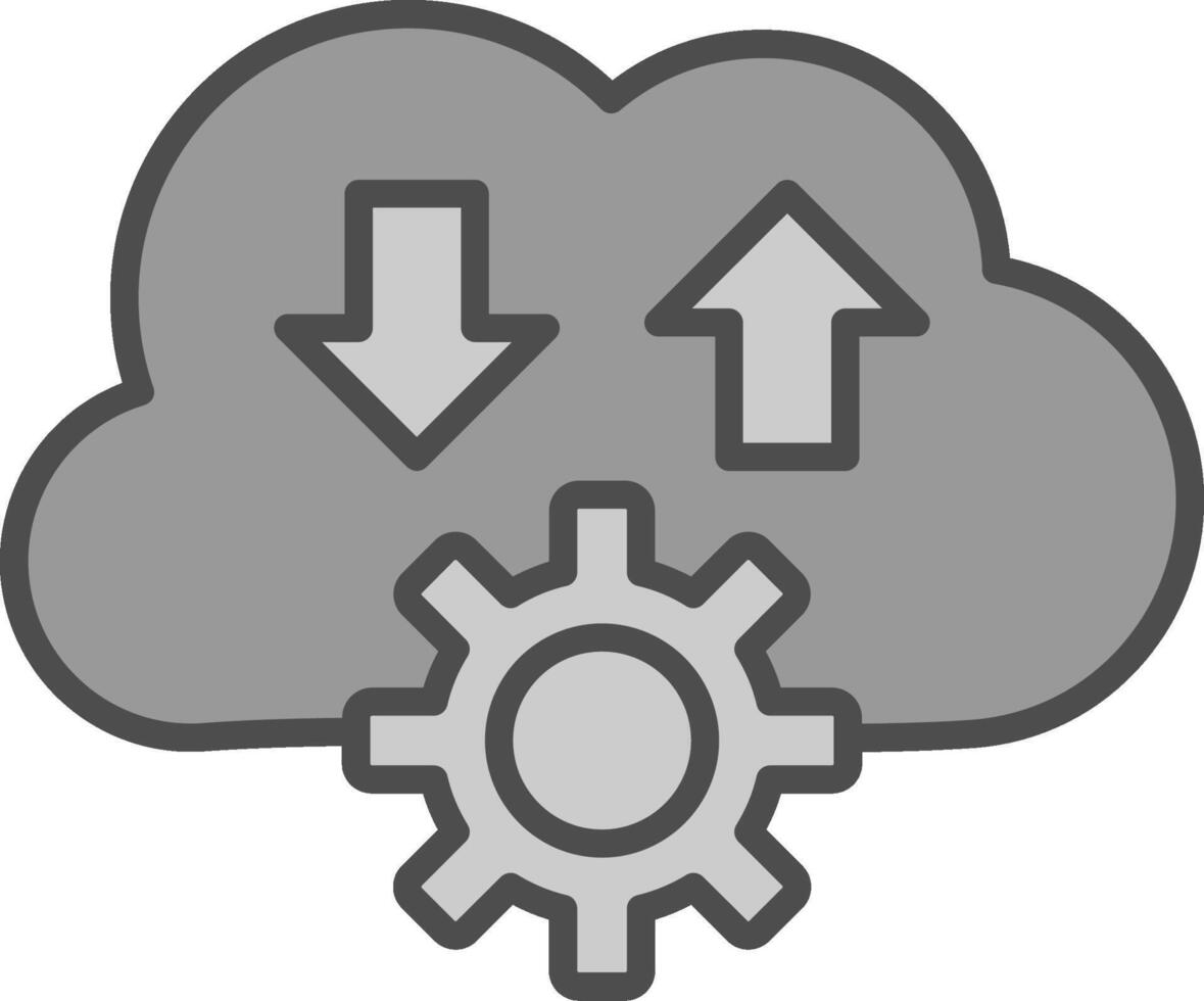 Cloud Line Filled Greyscale Icon Design vector