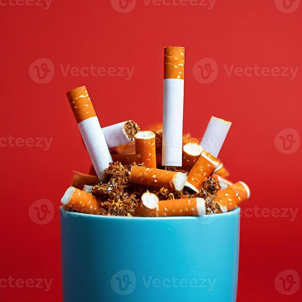 Broken cigarette .copy space. world no tobacco day photo