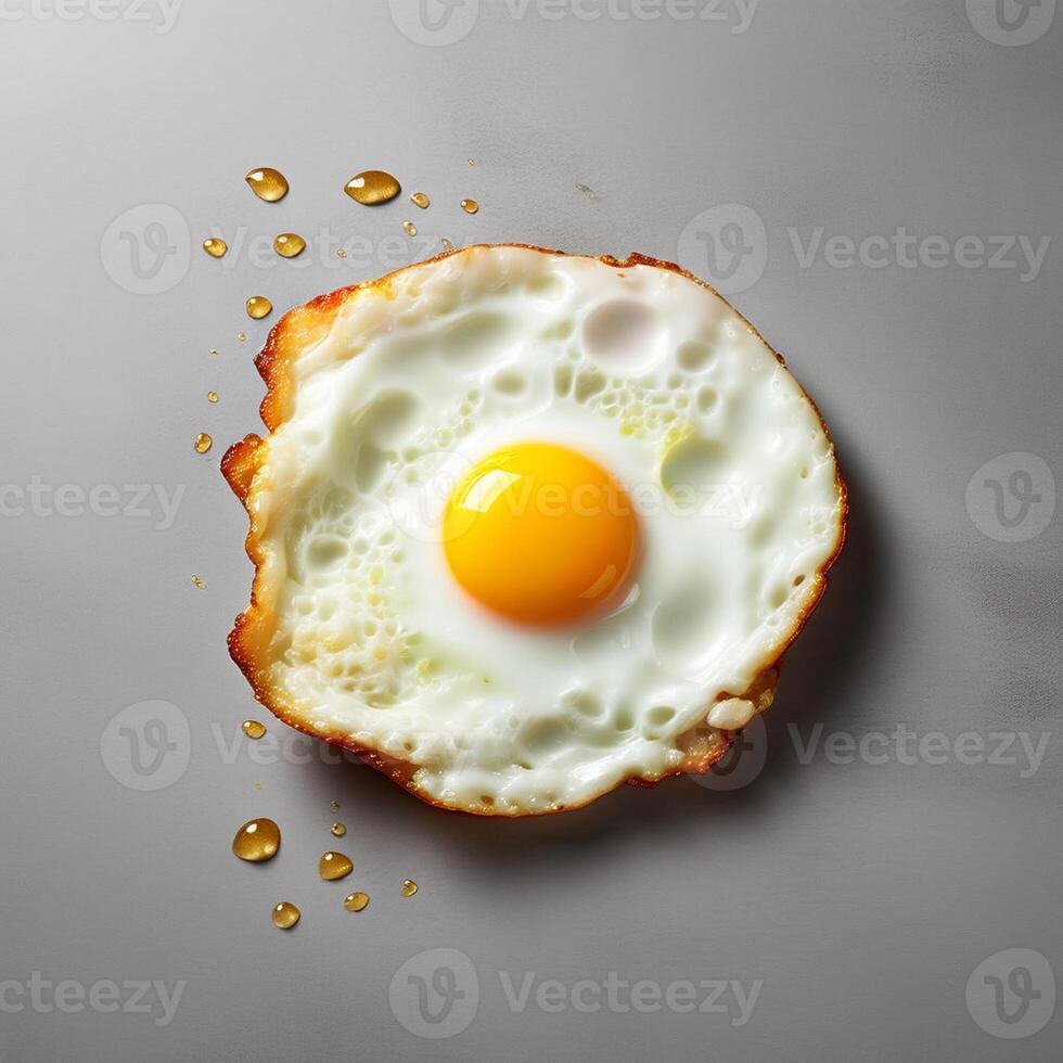 two fried eggs for healthy breakfast white background photo