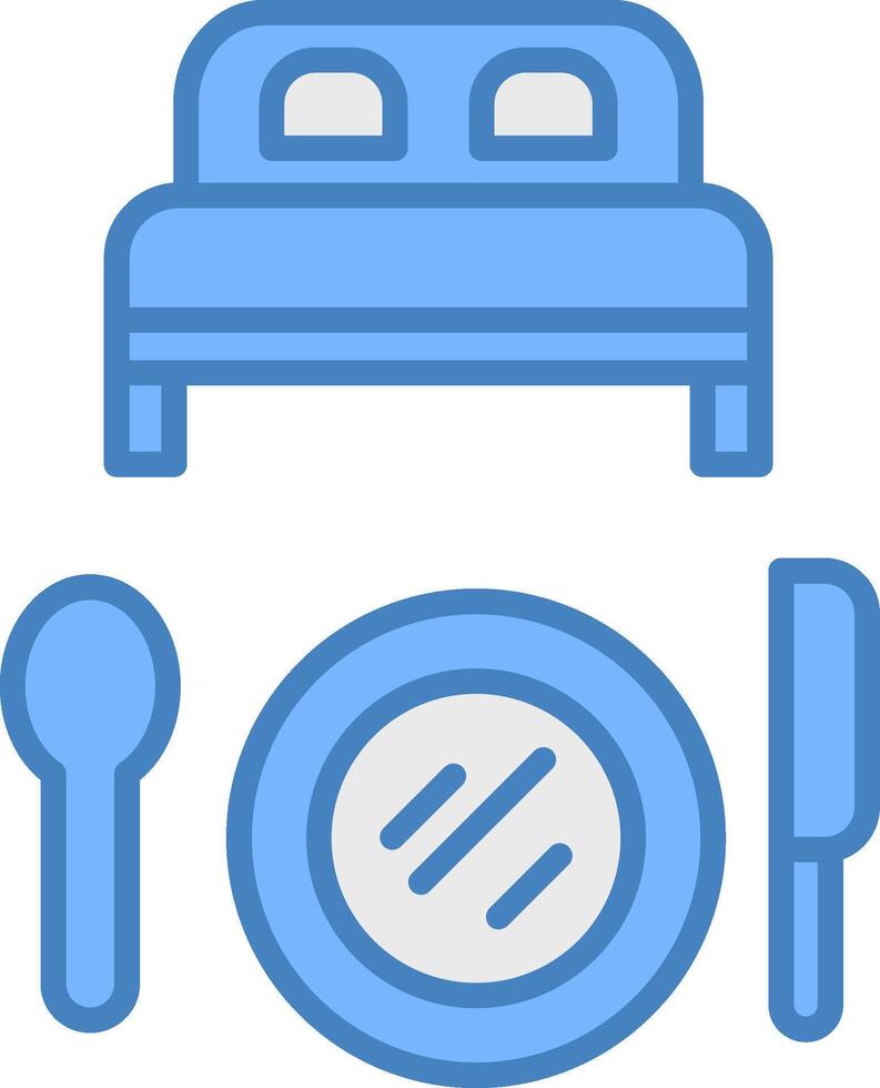 Bed And Breakfast Line Filled Blue Icon vector