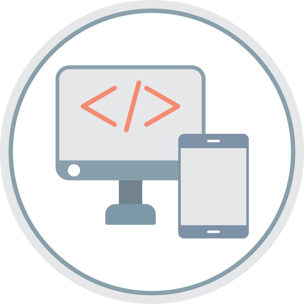 Adaptive web development Flat Circle Icon vector
