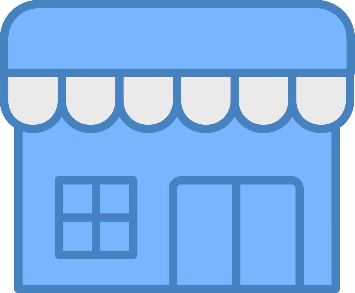 supermercado línea lleno azul icono vector