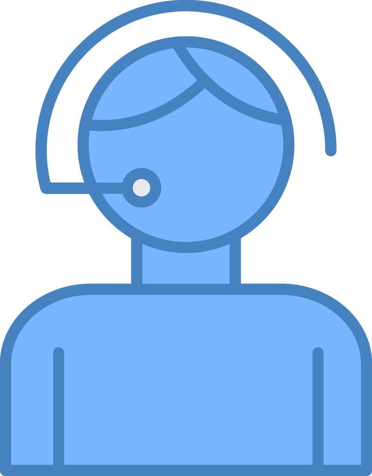 Call Center Agent Line Filled Blue Icon vector