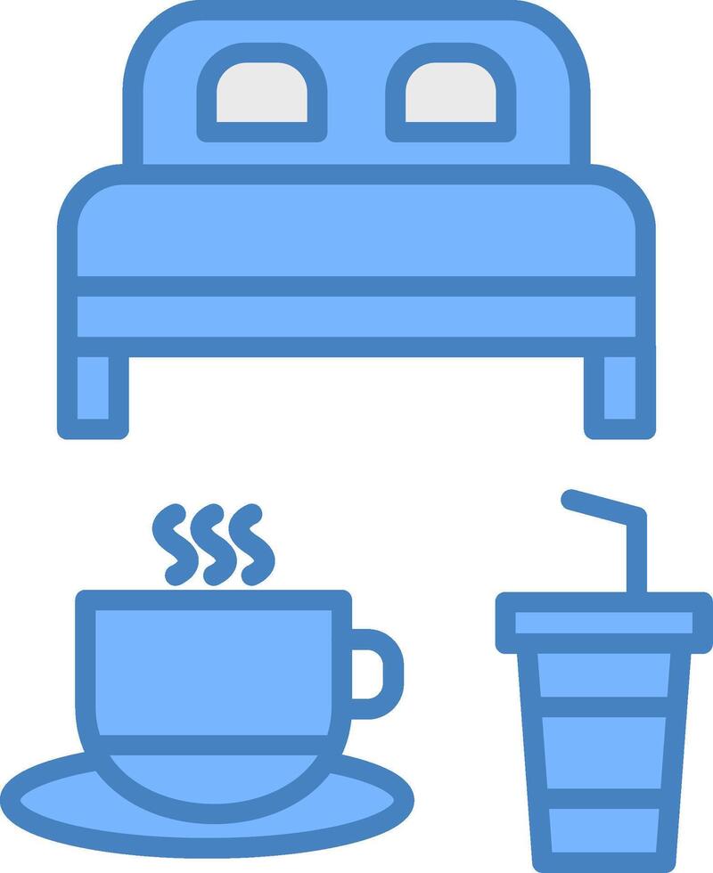 Bed And Breakfast Line Filled Blue Icon vector