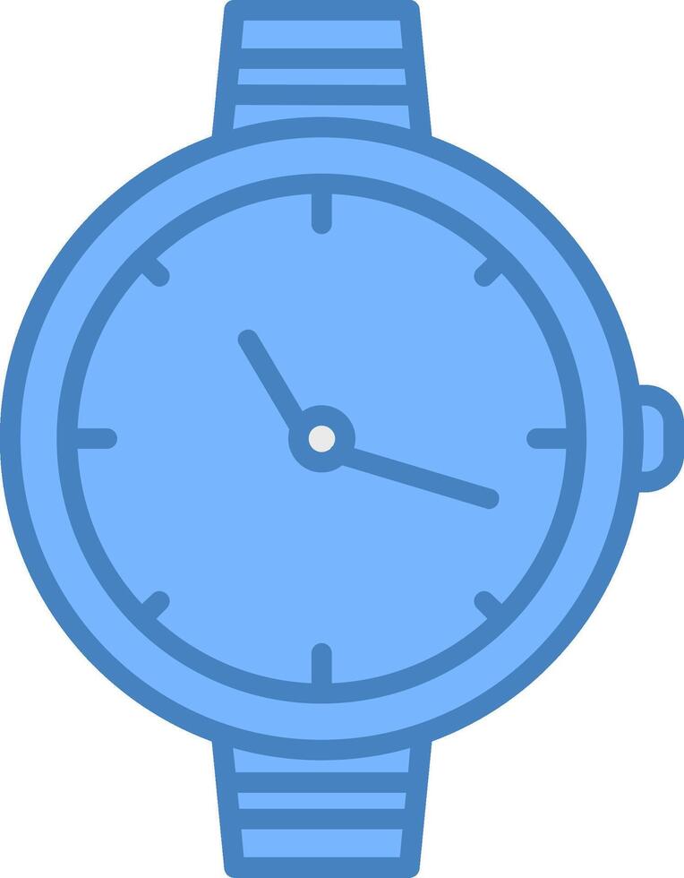 reloj línea lleno azul icono vector
