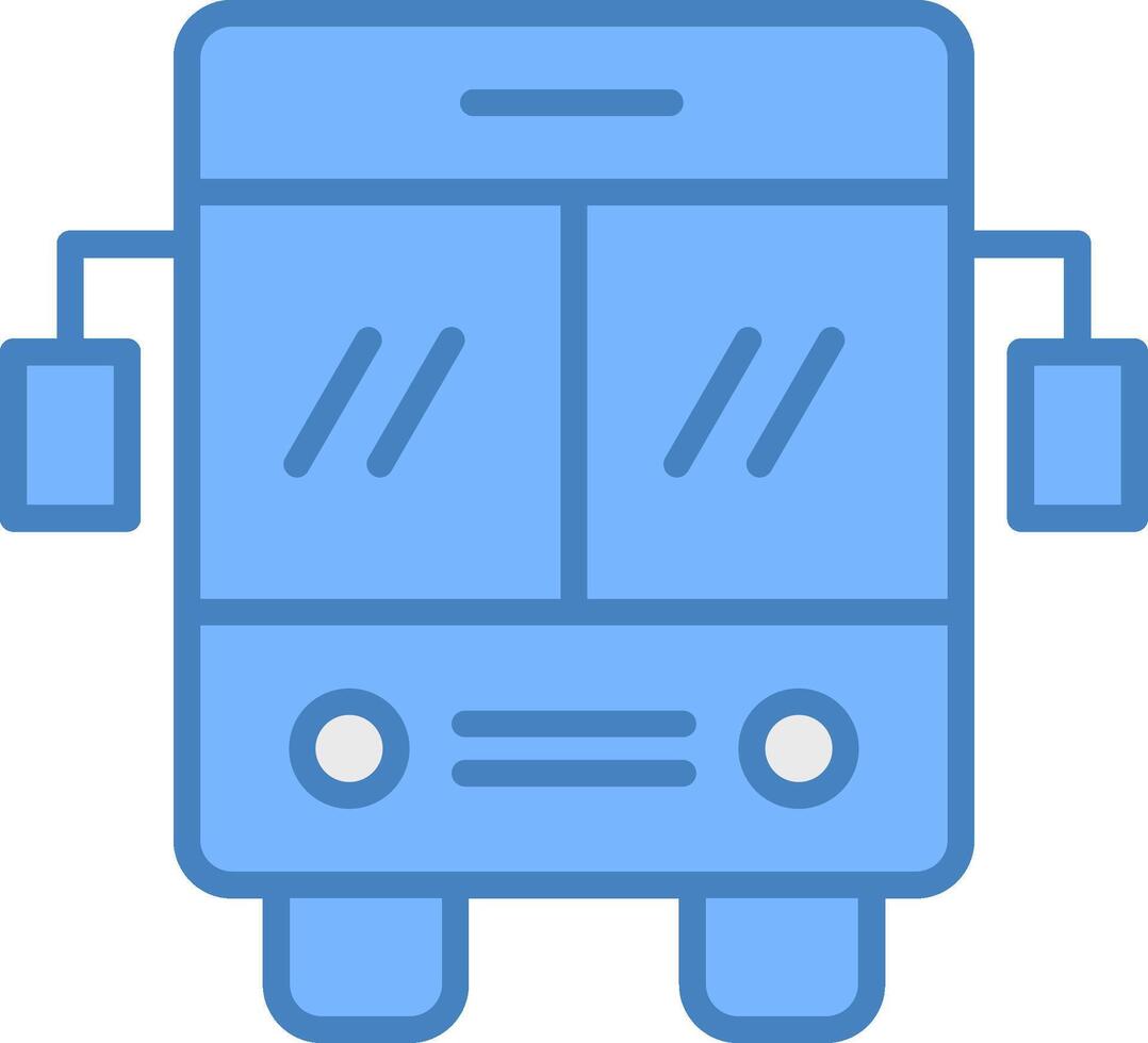 autobús línea lleno azul icono vector