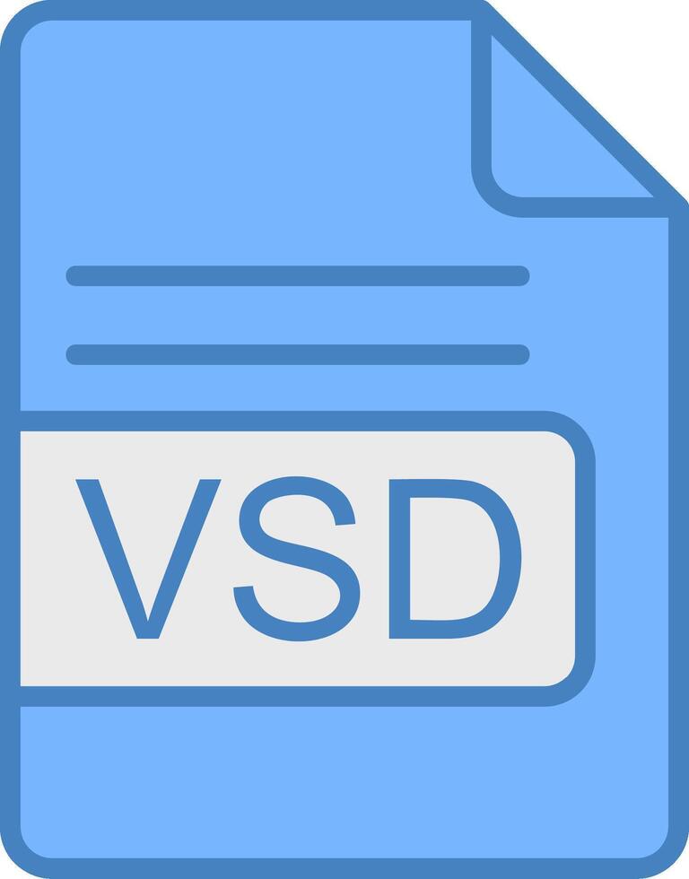 vsd archivo formato línea lleno azul icono vector