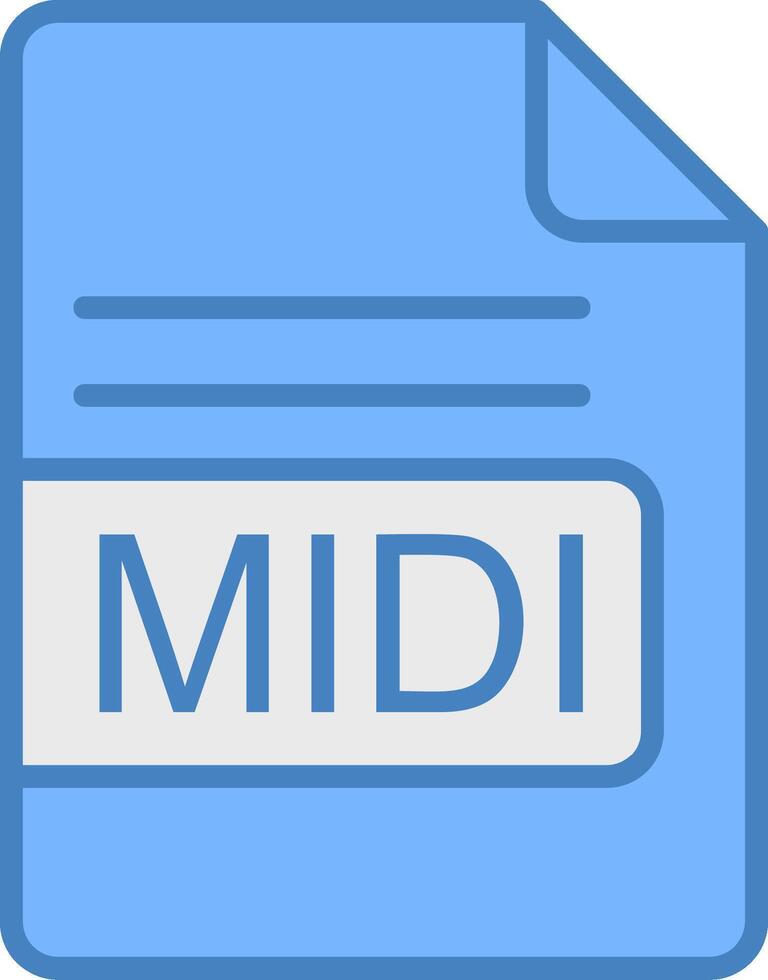 MIDI File Format Line Filled Blue Icon vector