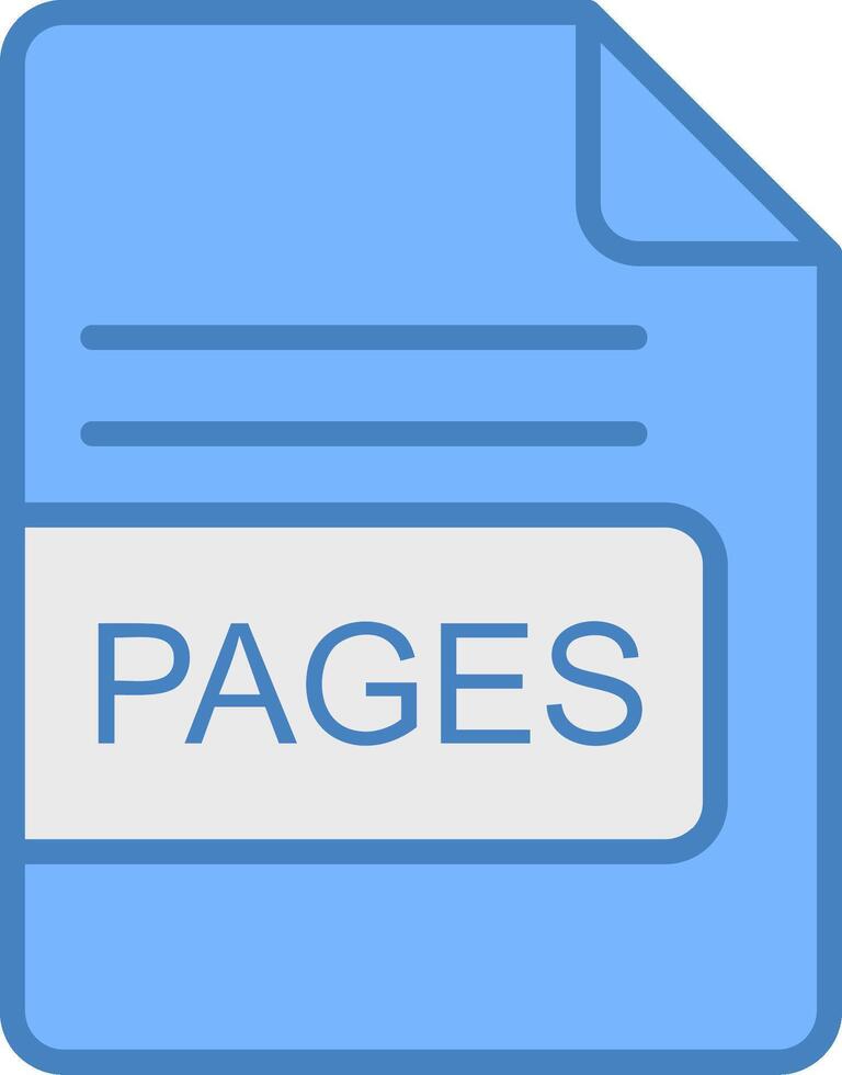 PAGES File Format Line Filled Blue Icon vector