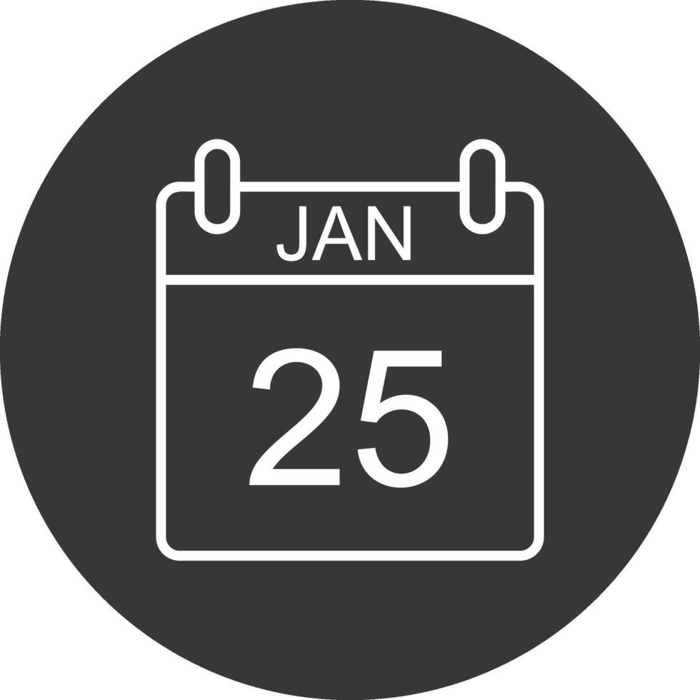 January Line Inverted Icon Design vector