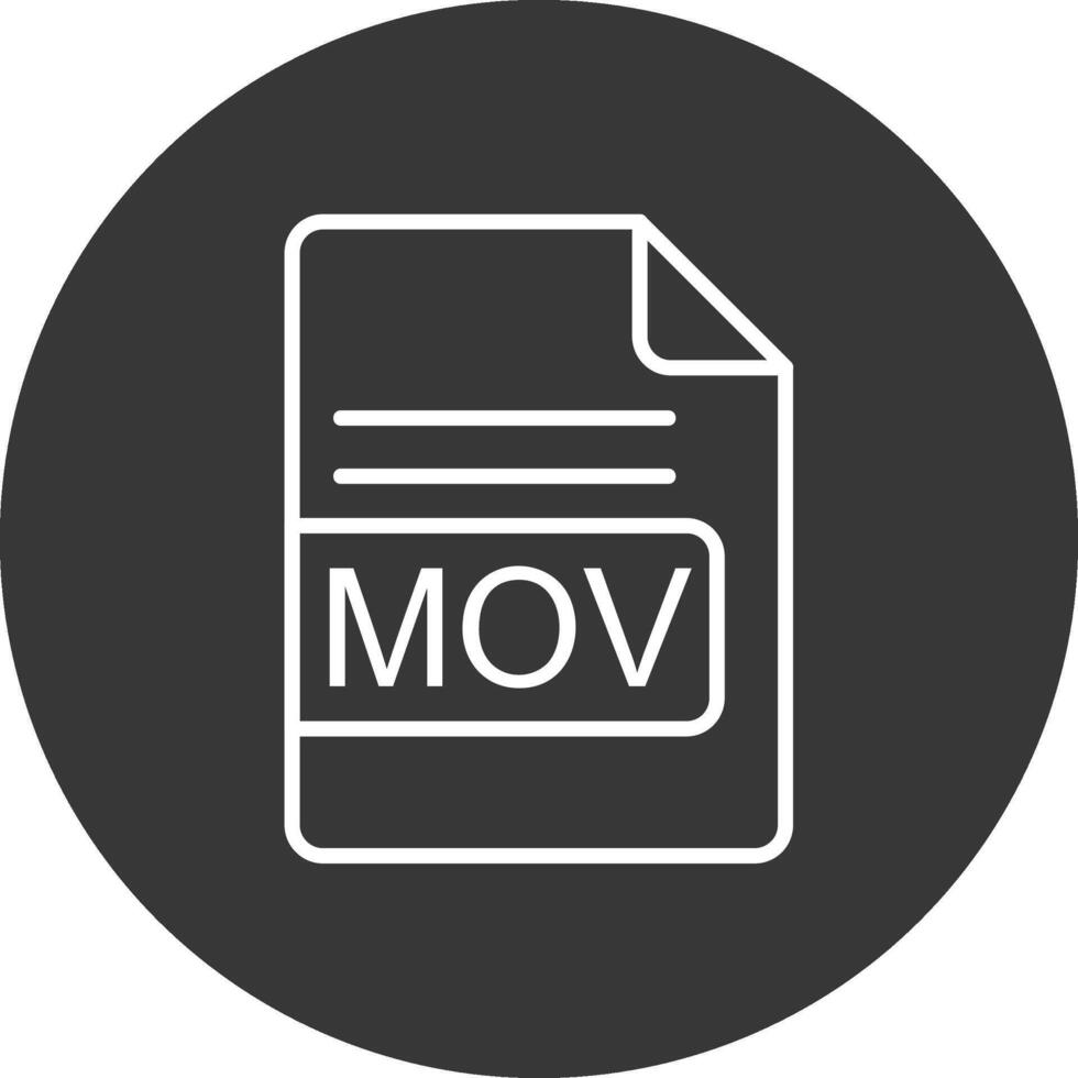 mov archivo formato línea invertido icono diseño vector