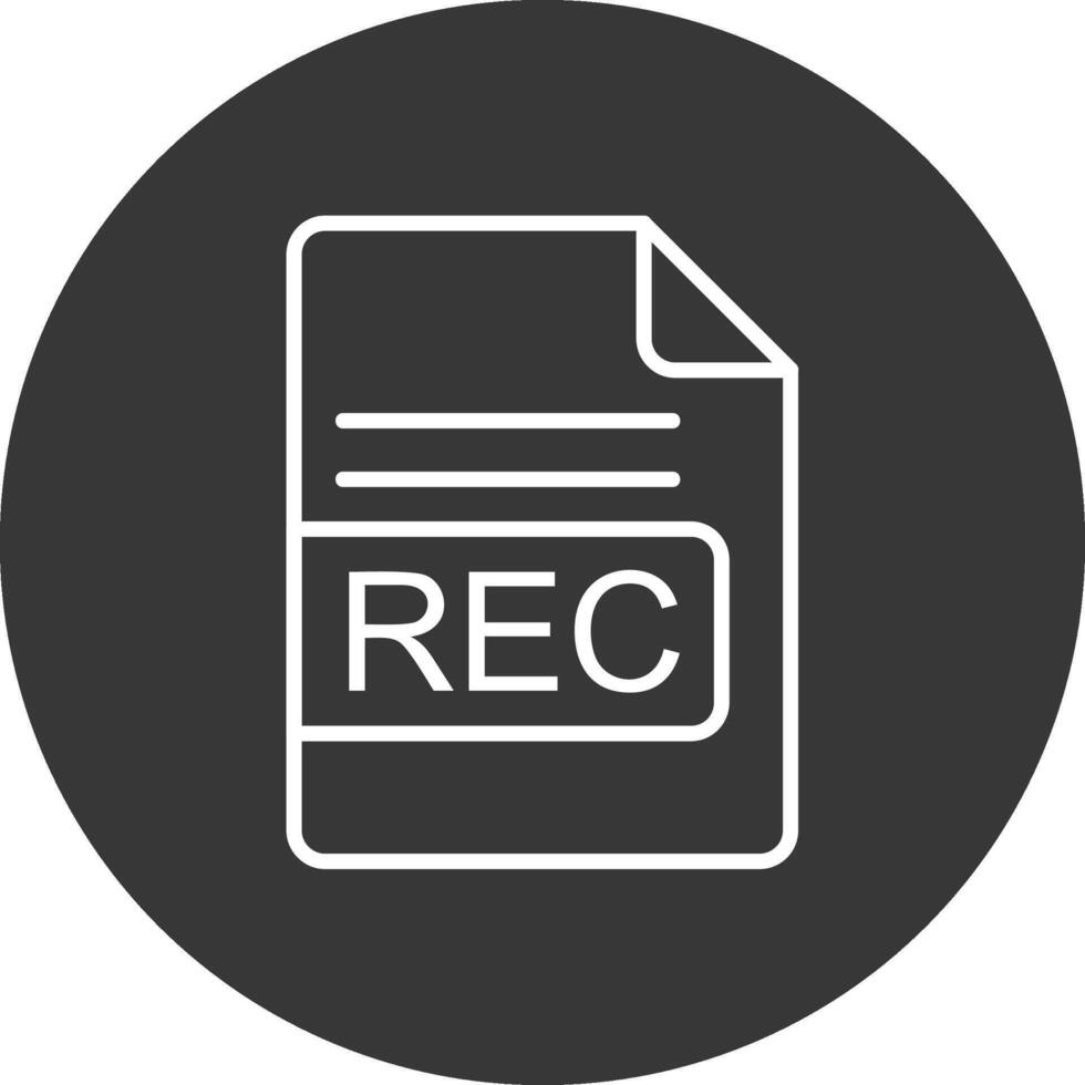 REC File Format Line Inverted Icon Design vector