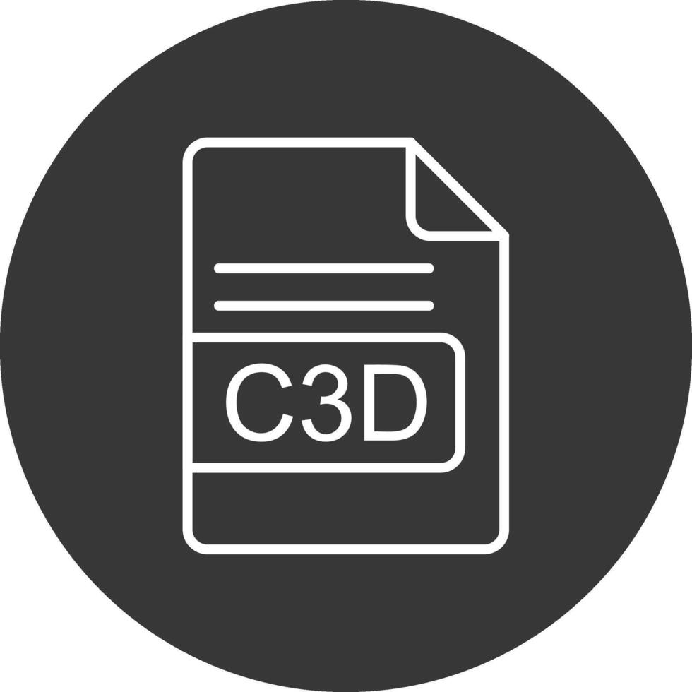 C3D File Format Line Inverted Icon Design vector